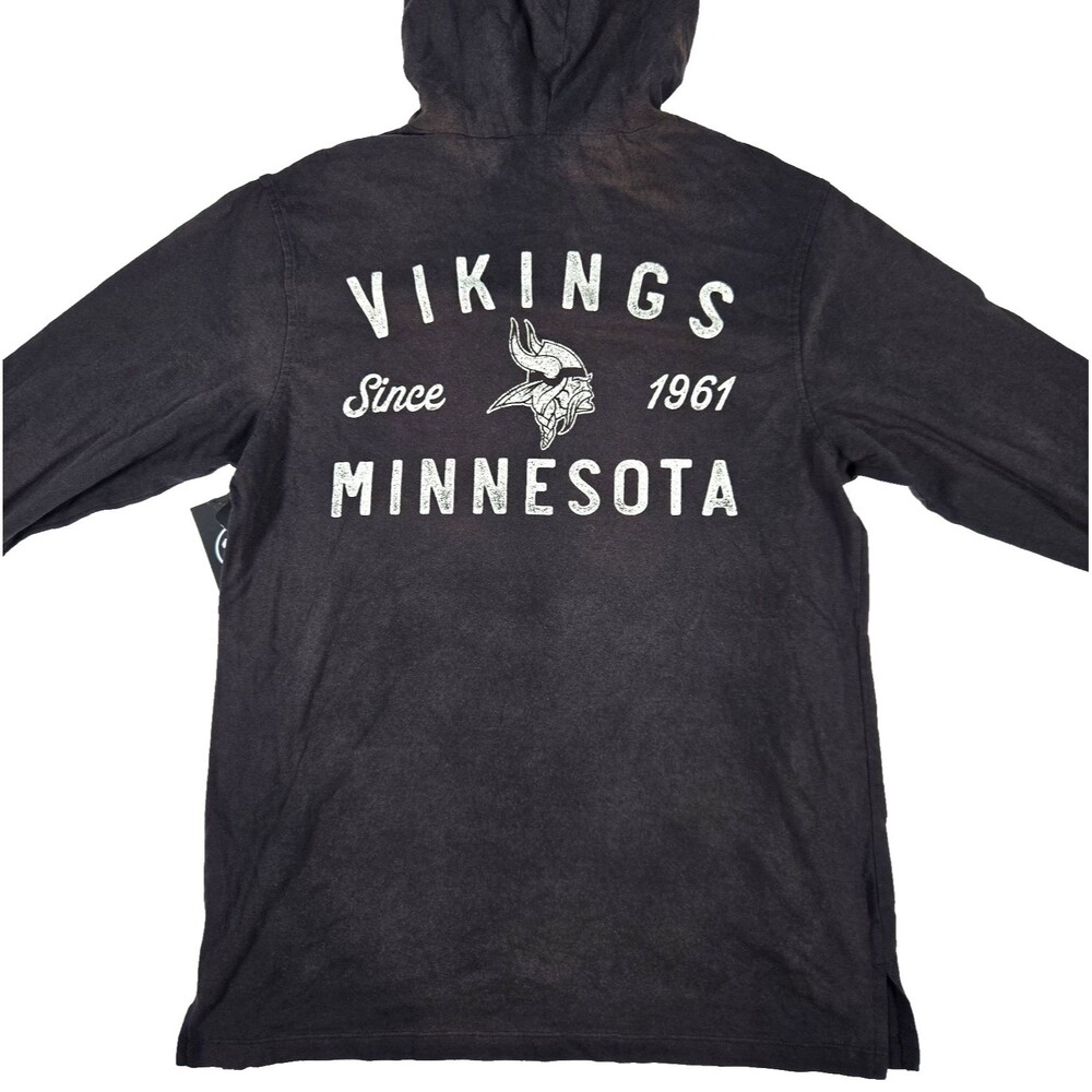47 Brand Minnesota Vikings Dusted Black Hoodie Sweatshirt Men's Size Small New